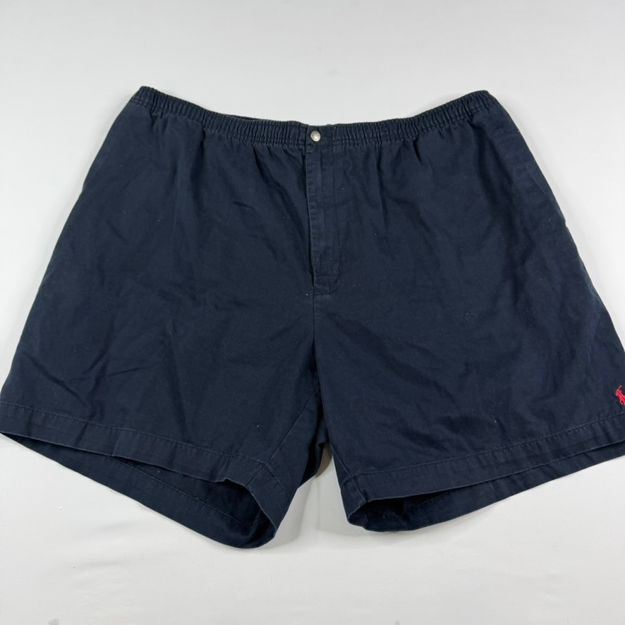 Vintage Polo Ralph Lauren Elastic Waist Chino Shorts Mens 40/2xl Navy Blue Pony